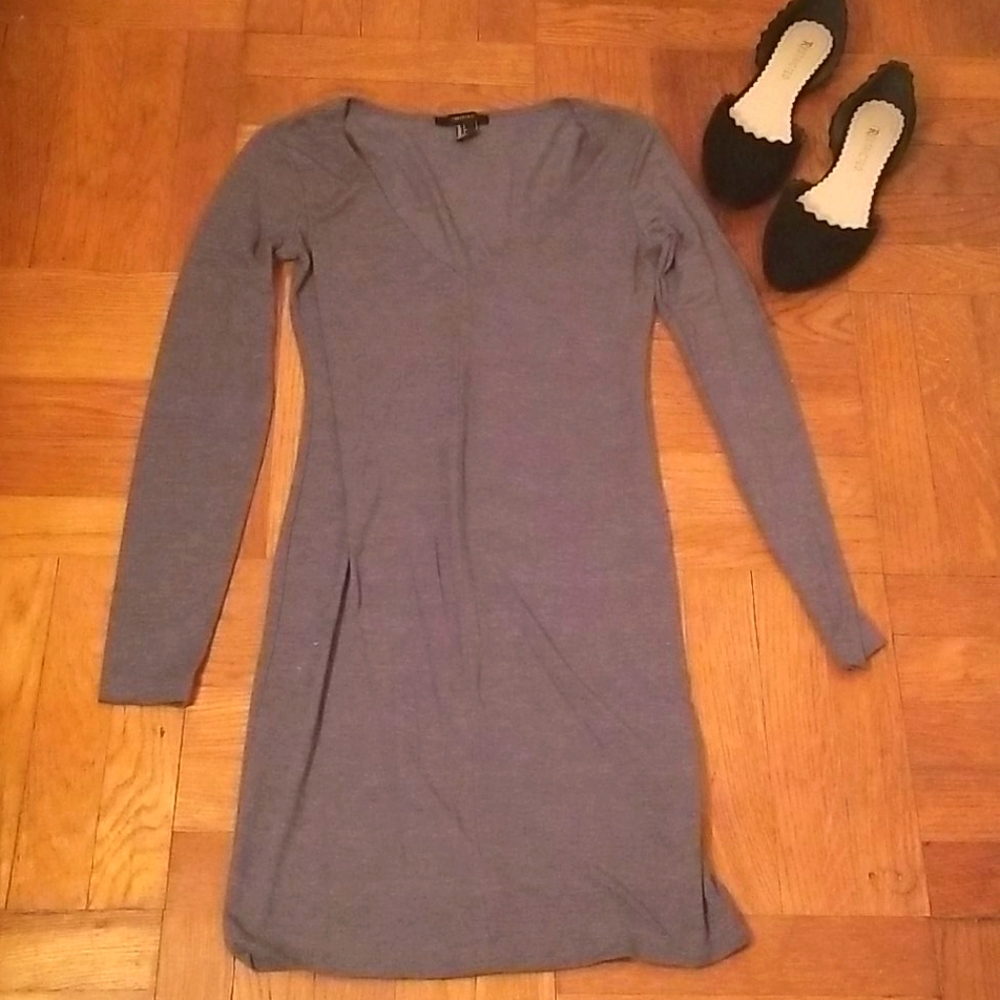 Forever 21 Gray Long sleeve Bodycon Dress S
